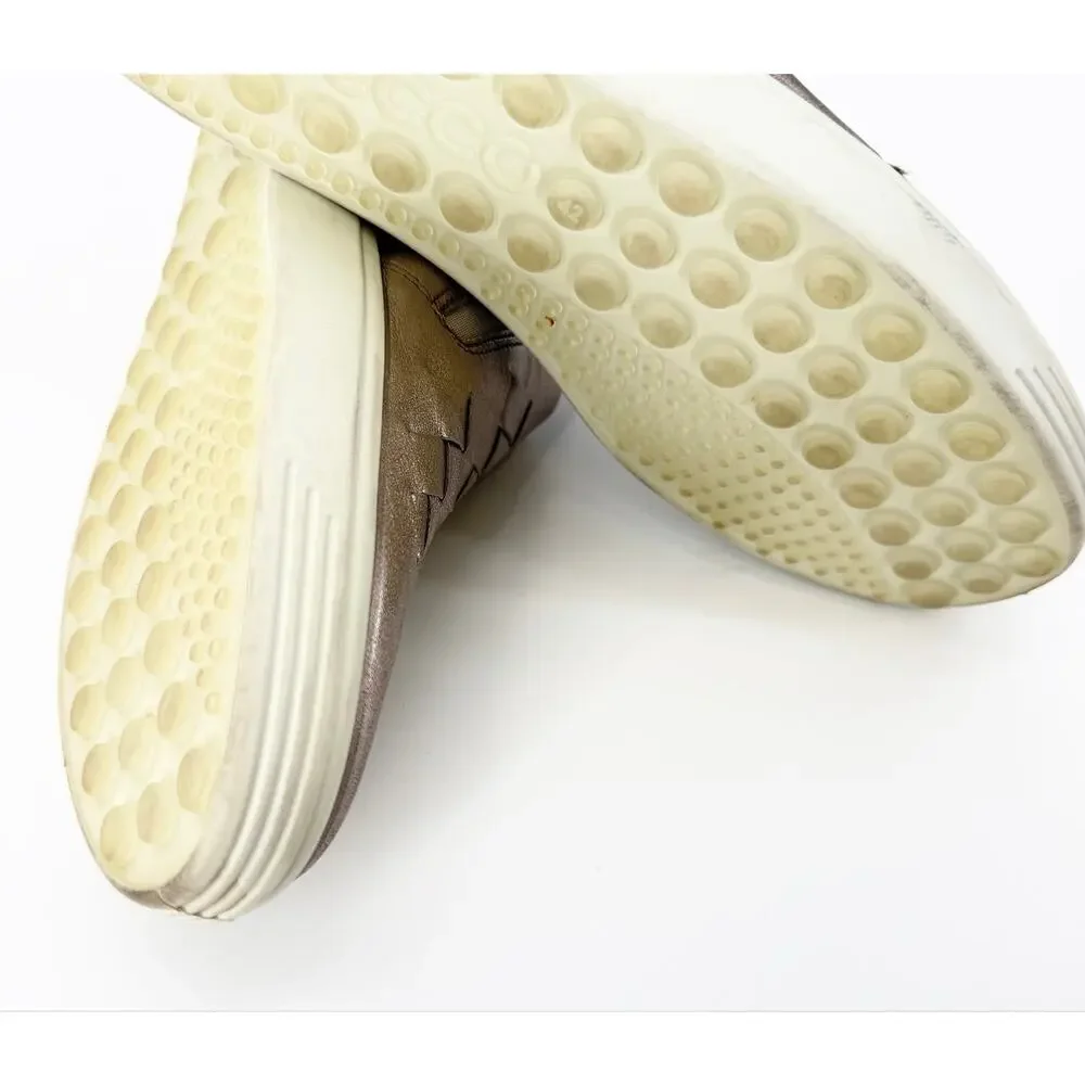 ECCO Soft 7 Woven Metallic Rose Gold Leather Slip On Sneakers EU 42 US 11 - Picture 6 of 7